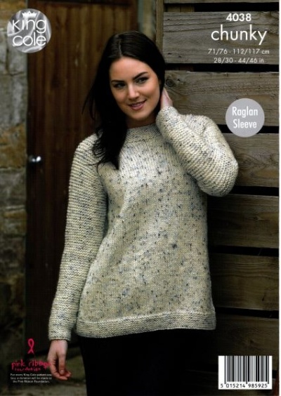 Knitting Pattern - King Cole 4038 - Chunky Tweed - Ladies Cardigan & Sweater